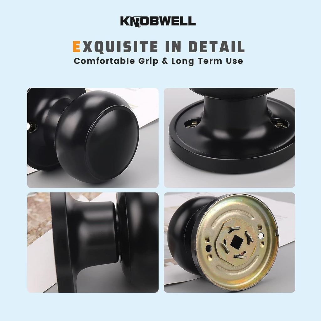 2 Pack Black Closet Door Knobs Dummy Door Knob, Individual Dummy Door Knob Single Side, Matte Black Interior Door