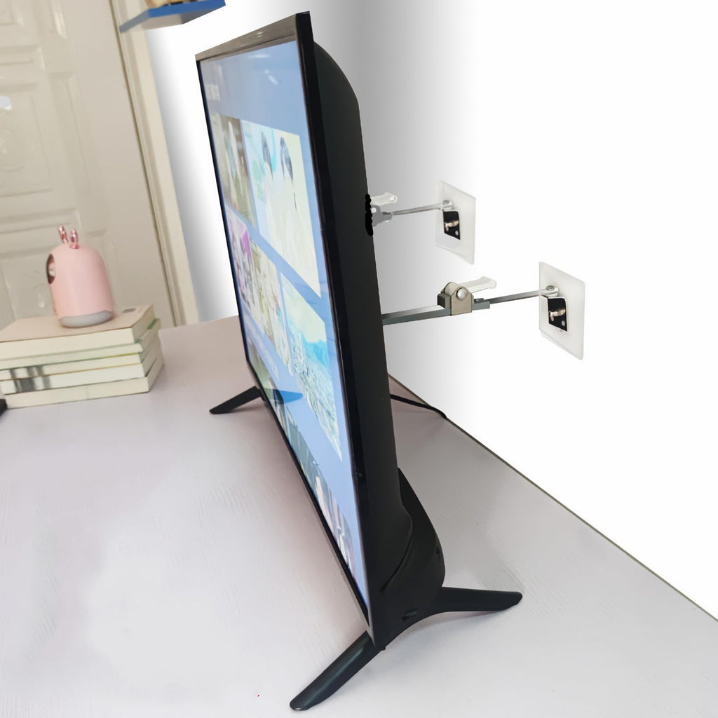 No-Drill TV Anchors, Baby and Pet Proofing, Adjustable Stainless Steel Anti-Tip Rods, Prevents Tipping for LCD/Flat
