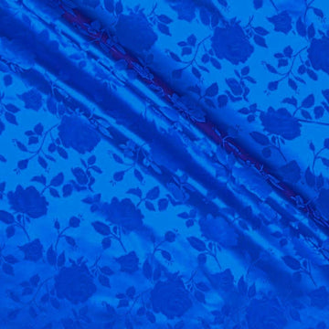 Rose Satin Brocade Jacquard Fabric, 58 Inches Wide - Royal Blue - Sold by The Yard