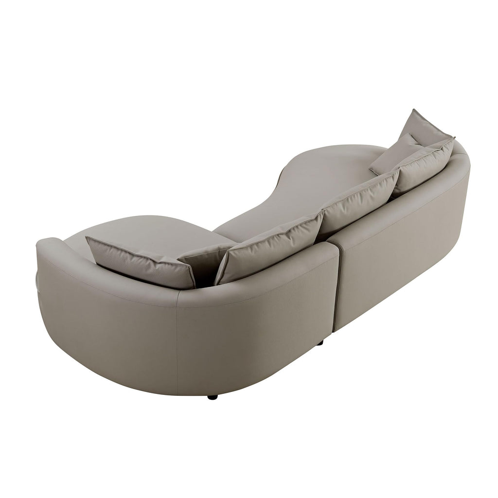 Luxury Right Facing Cloud Couch Oversized 6 Seats Curved Sectional Sofa, Modern Eco-Leather Upholstered Sofa Couch