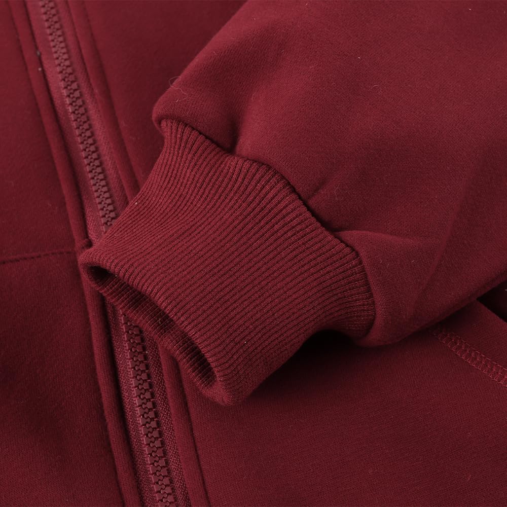 Youth Solid Fleece Hoodies Soft Full Zip Hooded Sweatshirts for Children