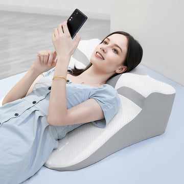 Bed Wedge Pillow for Sleep Apnea, Acid Reflux & Snoring Relief | Post-Surgery Recovery Pillow with Ergonomic 3-in-1