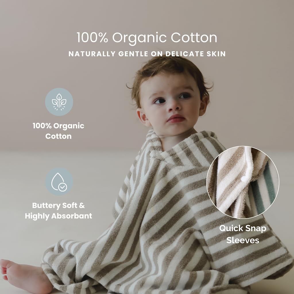 Organic Toddler Poncho Towel with Hood - Birch