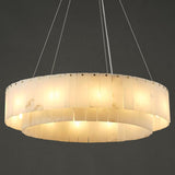 Alabaster Round Chandelier, D31in Modern Marble Dining Room Chandelier, 2 Tiers Brass Drum Pendant Light Fixtures, Gold Ceiling Light Chandeliers for Living Room, Bedroom Lights, Foyer, Kitchen A125-B0DPFRKY6Z