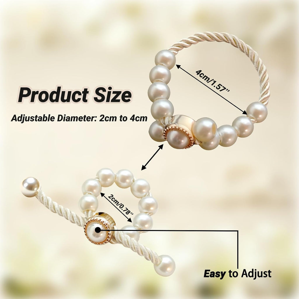 Adjustable Pearl Napkin Rings, Alternative Bow Napkin Rings, Compatible with Various Napkins, Such as - Set of 8