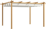 10' x 10' Retractable Pergola Canopy, Wood Grain Aluminum Pergola, Outdoor Sun Shade Shelter for Grill, Garden, Patio