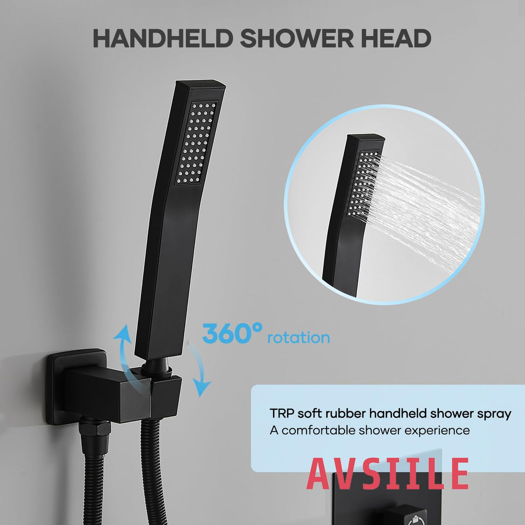 Shower Faucet Set with Tub Spout, 10 Inch Shower Head, Matte Black