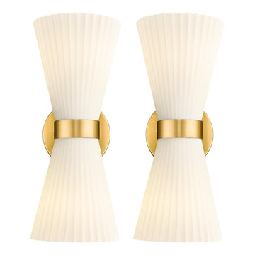 Modern Wall Sconce Set of 2, HWH 2-Light Up Down Wall Light Indoor Vanity Wall Lamp, Brushed Gold Bathroom Vanity