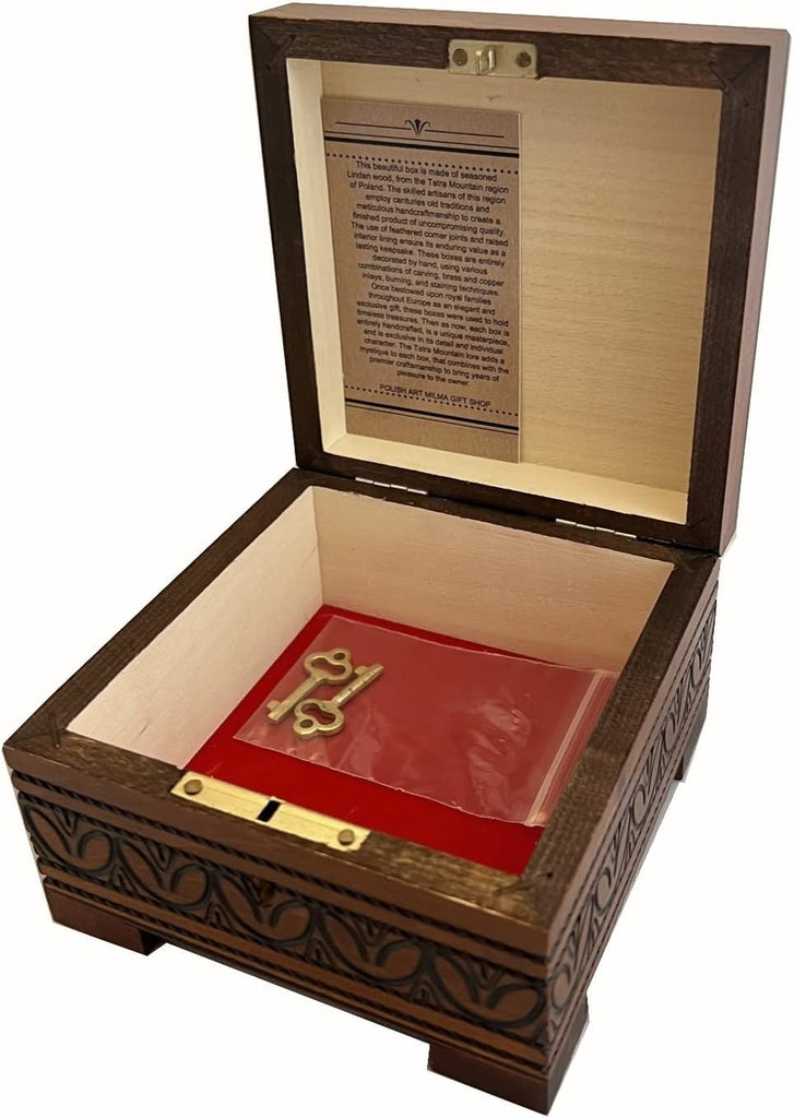 Star of David Wood Box w/Lock & Key Handcrafted Magen David Box Jewish Judaica Keepsake Made in Poland