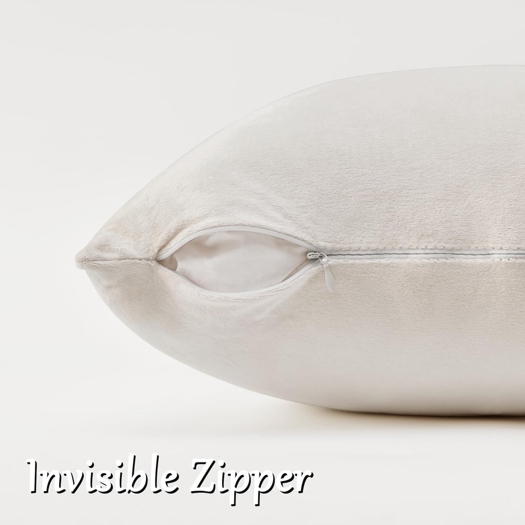 Velvet Pillow Covers 26x26 Decorative Pillows Pack of 2 Ivory