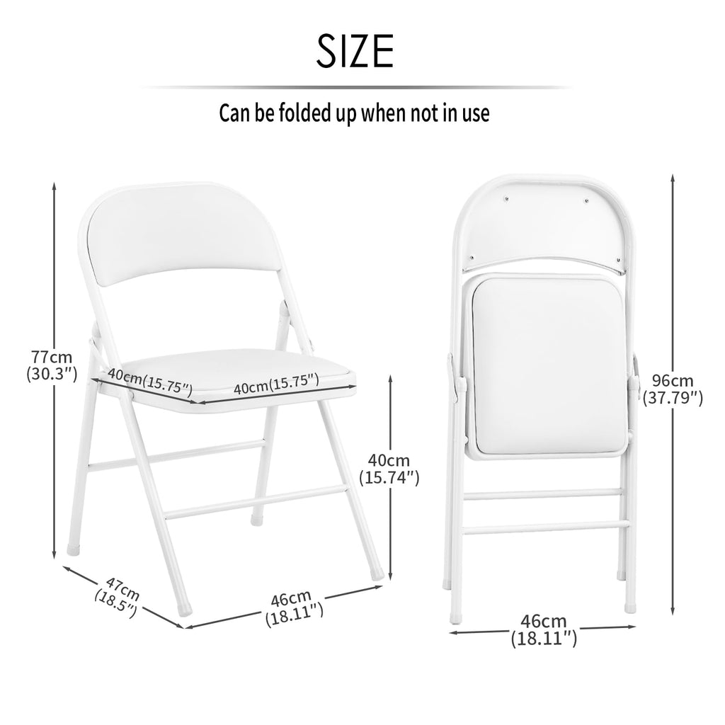 2-Pack Folding Chair Vinyl Padded and Metal Frame Heavy Duty Foldable Chair with Backrest & Padded Seats for Meetings