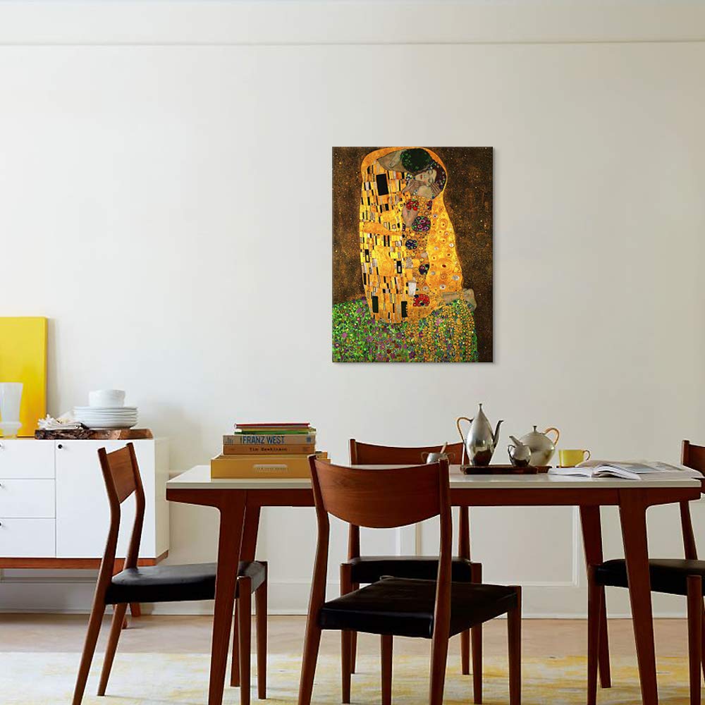 The Kiss, by Gustav Klimt Giclee printed on canvas stretched gallery wrapped Wall Picture Bedroom ready to hang
