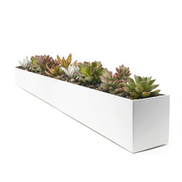 Modern Metal Trough Rectangle Planter 32 inch, White
