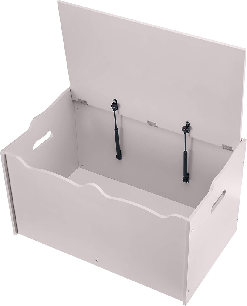 Kids Wooden Toy Storage Chest with Safety Lid, Spacious Organizer , Gray, 30" x 18" x 19"