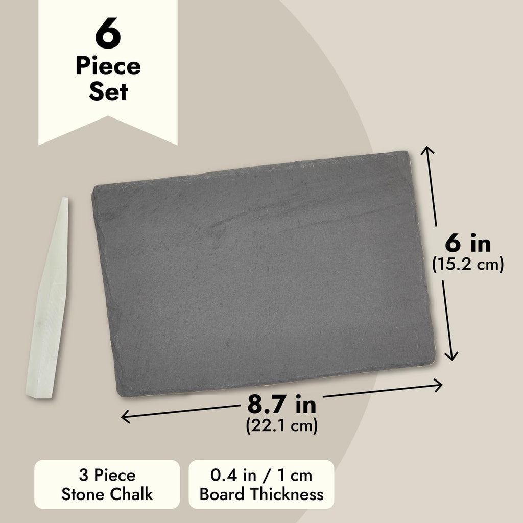 Mini Charcuterie Boards - 6-Pack, 6 x 8.75 in, Black Slate - Slate Charcuterie Boards & Cheese Platter for Sushi &