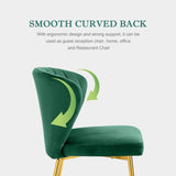 Velvet Dining Chairs Set of 4, Tufted Upholstered Dining Room Chairs with Gold Metal Legs, Mid-Century Modern Style, Green