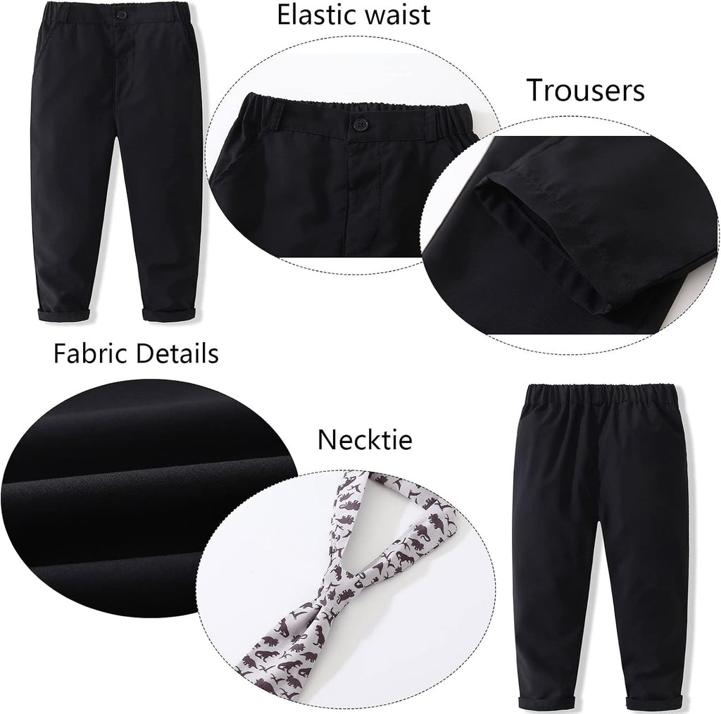 Boys' Piece Formal Suit Set Dress Shirt Vest Pants and Tie Wedding Birthday Party Suit