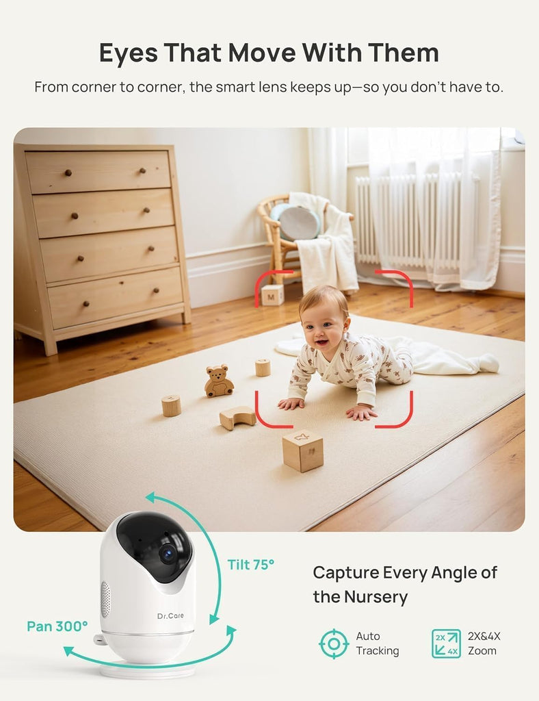 VistaView 5" Smart WiFi Baby Monitor with 2 Cameras, 1080P Display