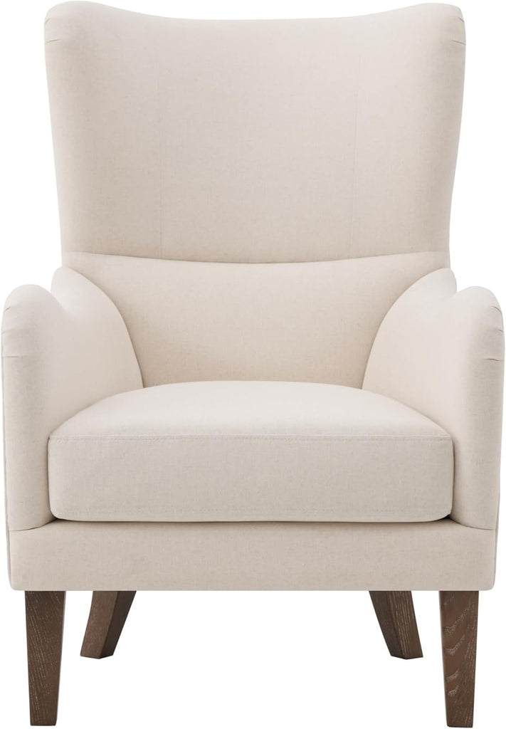 Mid-Century Modern Wingback Club Chair, Fabric Living Room High-Back Accent Chair, Classic Armchair Office Studio