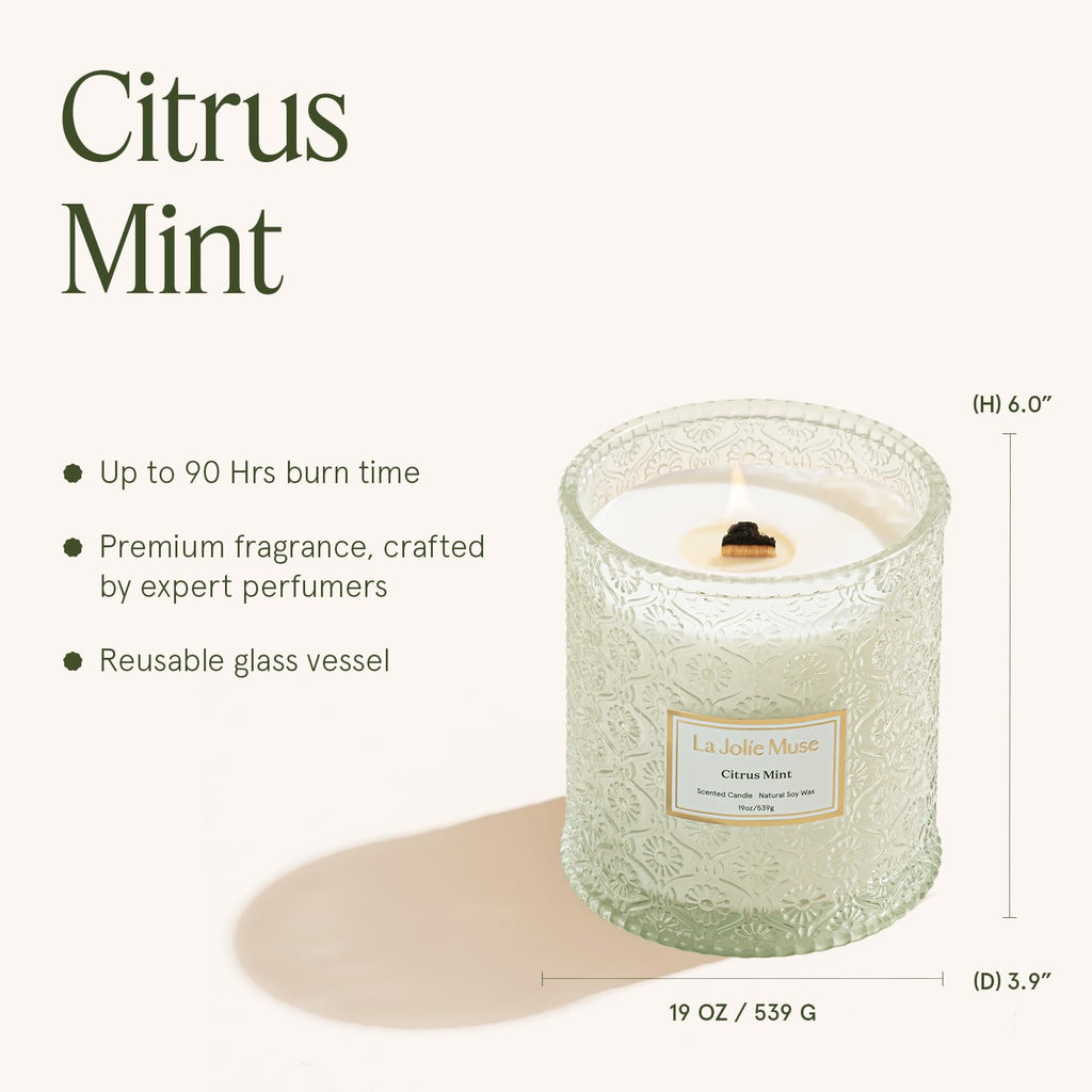 Mint Scented Candle, 19 oz Natural Soy Wax