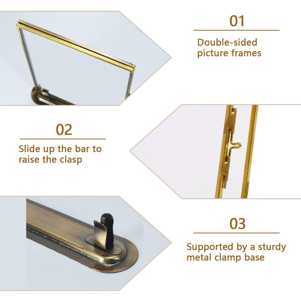 4x6 Brass Picture Frames Double Glass Small Gold Floating Frame