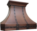 36 Inch Copper Range Hood Insert 4 Speed LED Lights, Baffle Filters