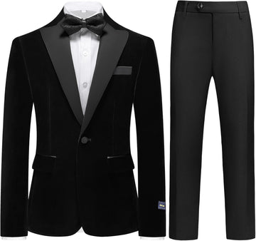 Boy Suits 2 Piece Slim Fit Formal Suit Velvet Tuxedo Suit