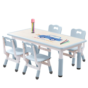 Kids Table and Chair Set for Toddlers - Adjustable Activity Center with Non-Slip Legs & Graffiti-Proof Surface Ages