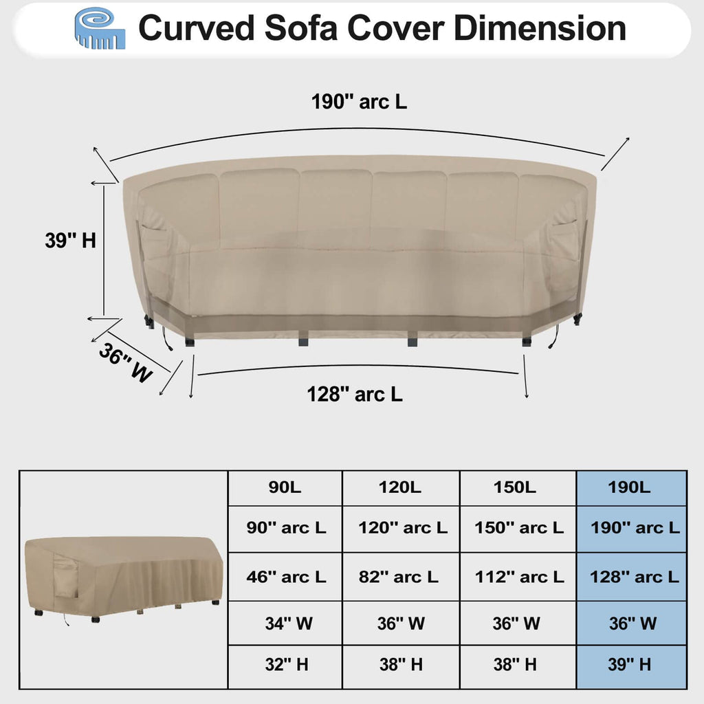 Waterproof Curved Outdoor Sectional Cover