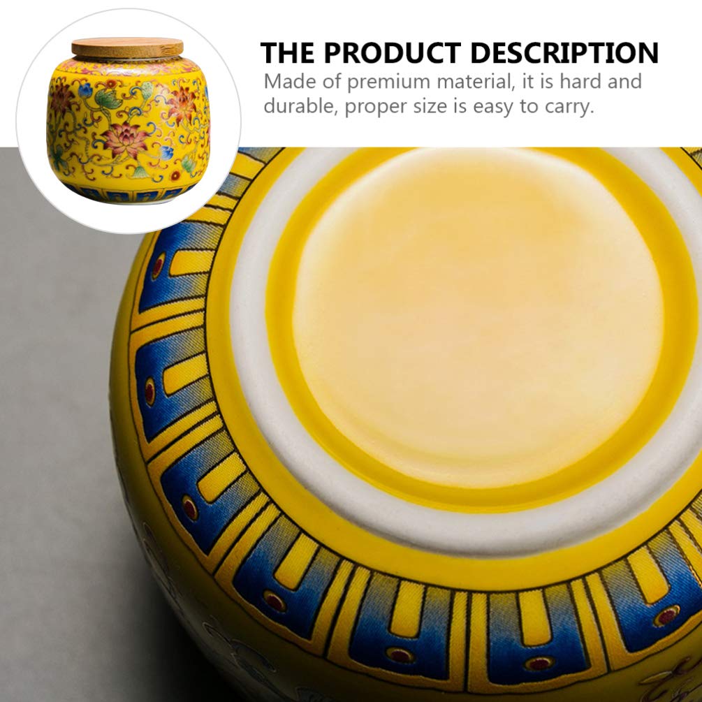 Ceramic Tea Canister with Airtight Wood Lid Vintage Chinese Style Tea Storage Jars Traditional Tea Tins Cans Tea