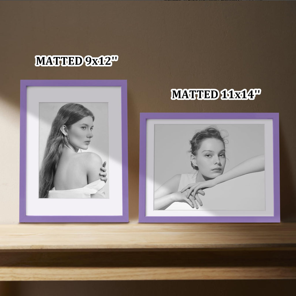 12x16 Picture Frames 4PCS Covered by Plexiglass, Made of Solid Wood, Display Pictures 9x12/11x14 with Mat or 12x16