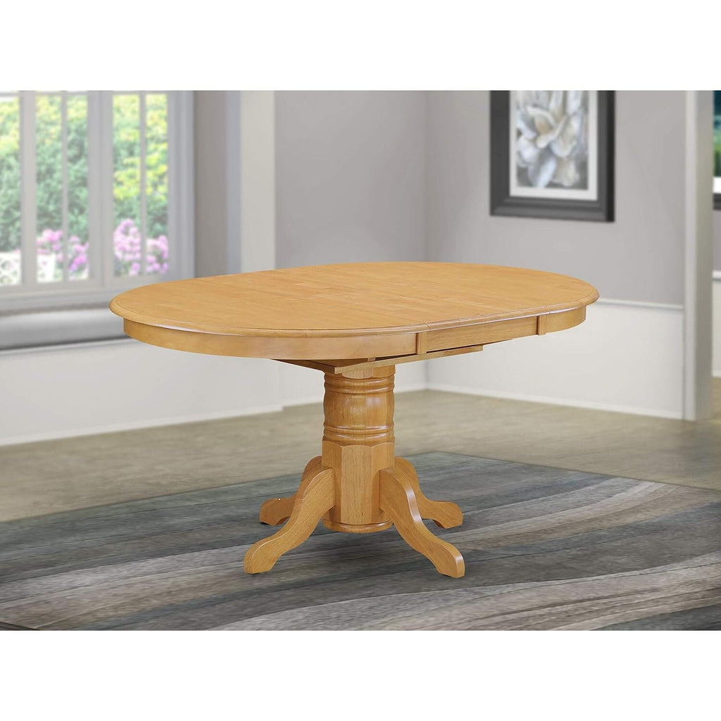 Oval Dining Table - an Oval Wooden Table Top with 18" Butterfly Leaf & Pedestal Base, Suitable for Large