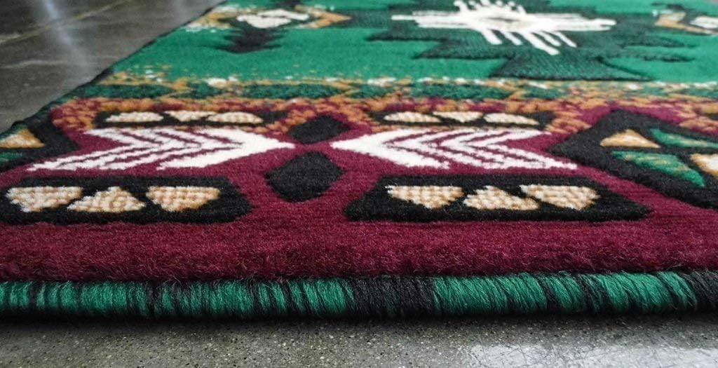 Southwest Native American Navajo Aztec Tribal Indian Hunter Green Carpet Area Rug (2 Feet X 7 Feet Runner)
