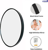 Round Mirror, Black Round Mirror 24 inch, Circle Wall Mirrors Metal Frame, Circular Mirrors for Wall, Living Room