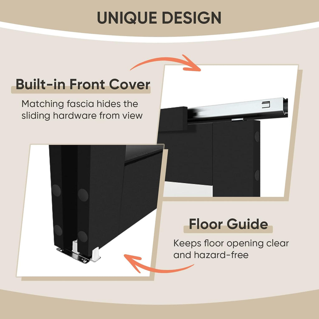 48" x 80" Sliding Closet Door, 5-Lite Frosted Glass Bypass Door with Hardware Kit & Matching Fascia,