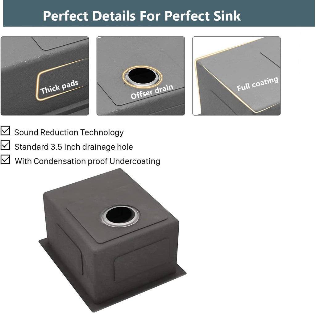 Undermount Kitchen Sinks 23 inch Small Undermount Bar Sink, 16-Gauge Stainless Steel Single Bowl Bar Prep Kitchen Sink