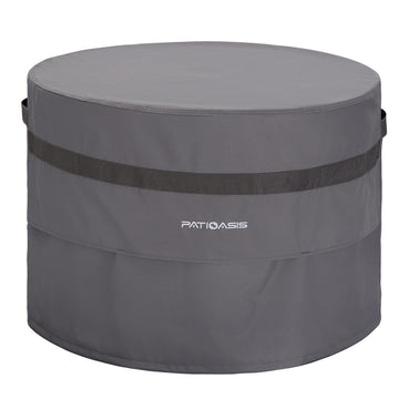 Waterproof Fire Pit Cover Round 40''d x 24''h Grey UV-Resistant Ripproof Outdoor Furniture Covers for Round Propane