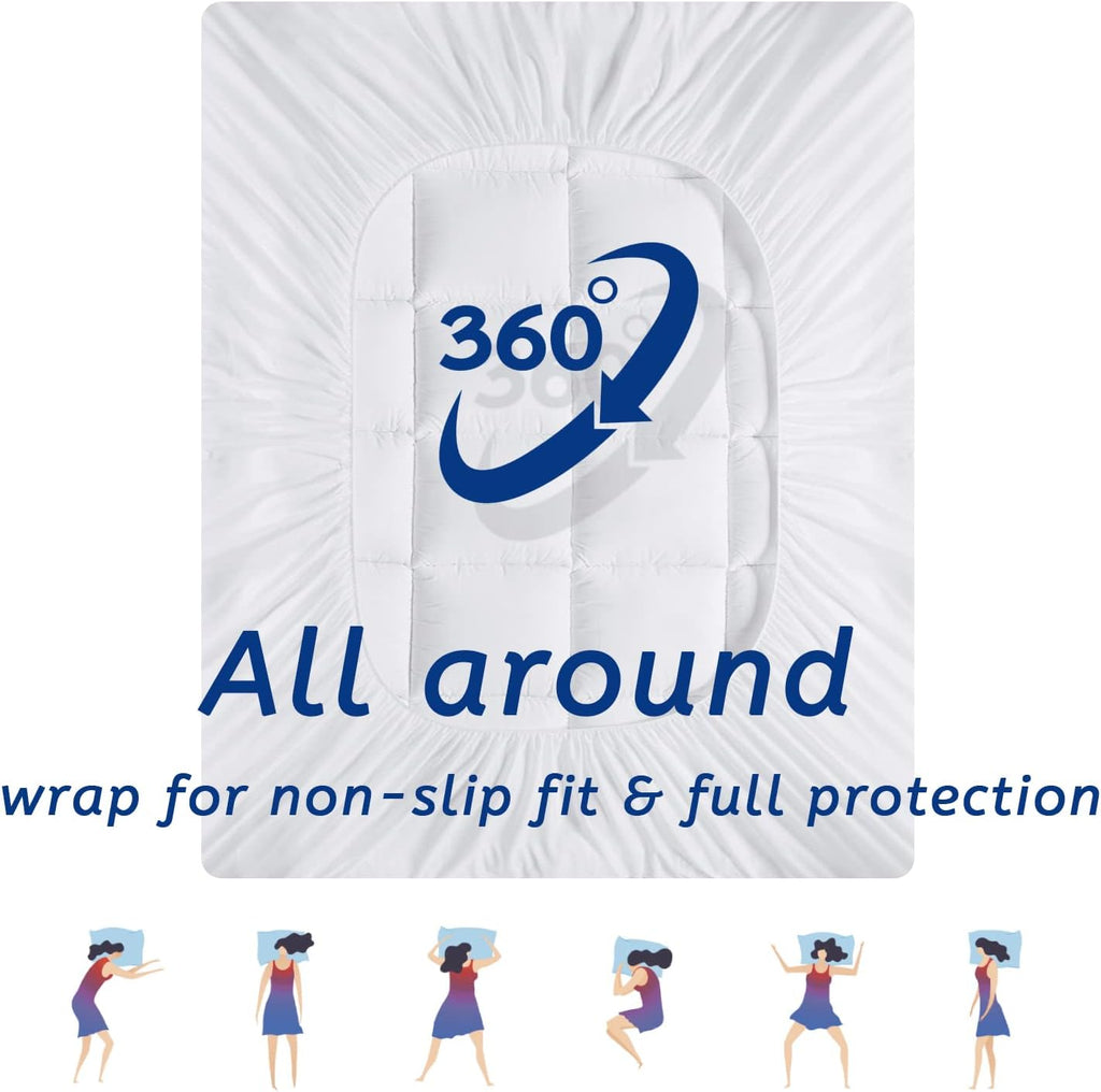 Queen Size Mattress Topper for Back Pain, Cooling Extra Thick Mattress Pad Cover with 8-21 inch Deep Pocket, Plush