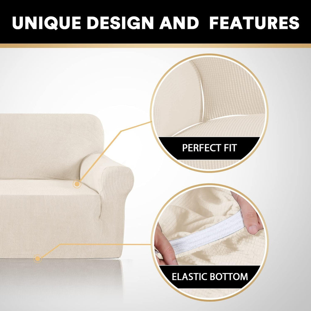 Stretch Sofa Cover Slipcover 1-Piece, Spandex Jacquard Fabric Universal Couch Cover for 3 Cushion, Washable Non Slip