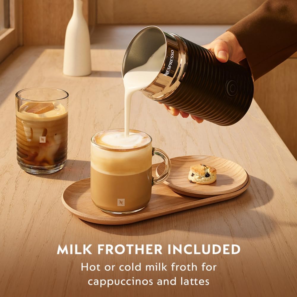 Vertuo Pop+ Coffee Machine with Milk Frother, Candy Pink | Coffee and espresso maker by with compact design.