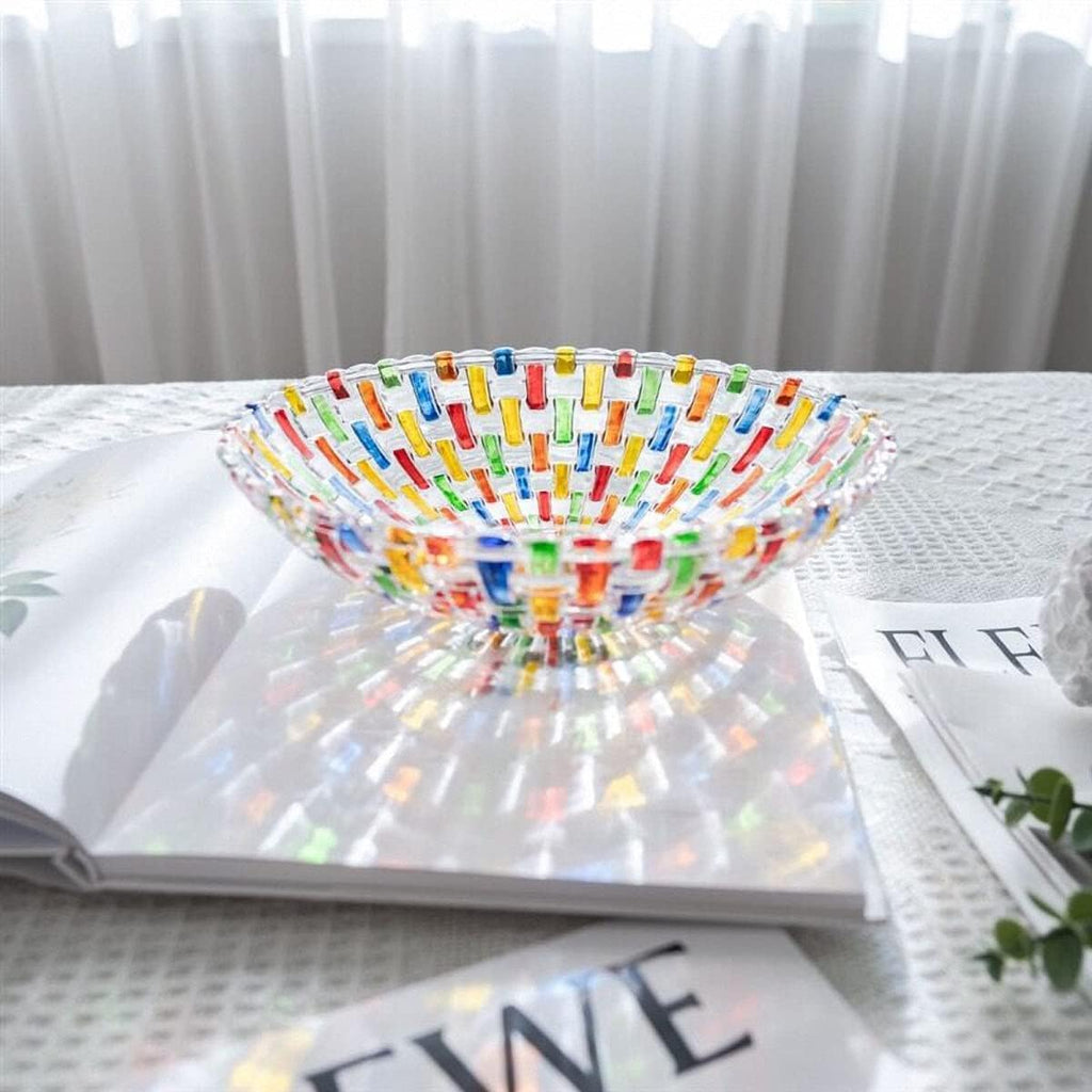 Hand Painted Colorful Woven Glass Crystal Salad & Fruit Bowl Decoration,Centerpiece ,Wedding Decor, Fruit, Snack