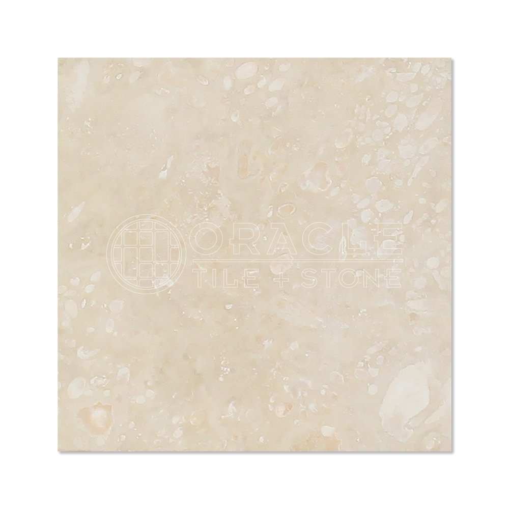 Ivory (Light) Travertine 4 X 4 Field Tile, Filled & Honed