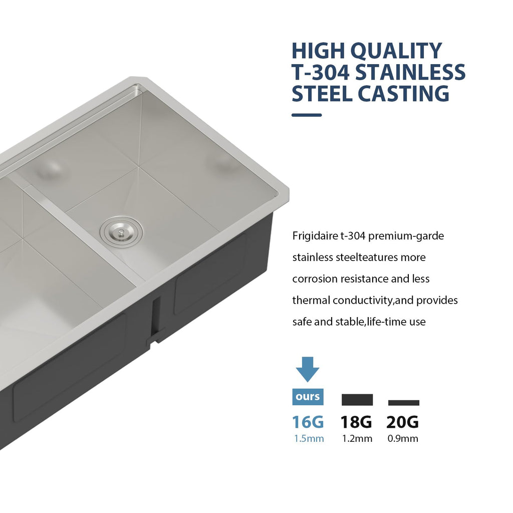 33 Inch Undermount Kitchen Sink Double Bowl Stainless Steel