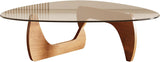 Morden Coffee Table, 42.5" x 28.5" x 16.1" Triangle Tempered Glass Top, Color: Natural Wood