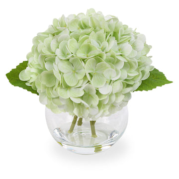 Real Touch Artificial with Vase, Green Fake Arrangements in Glass Vase with Faux Water for Tables Centerpieces Shelf