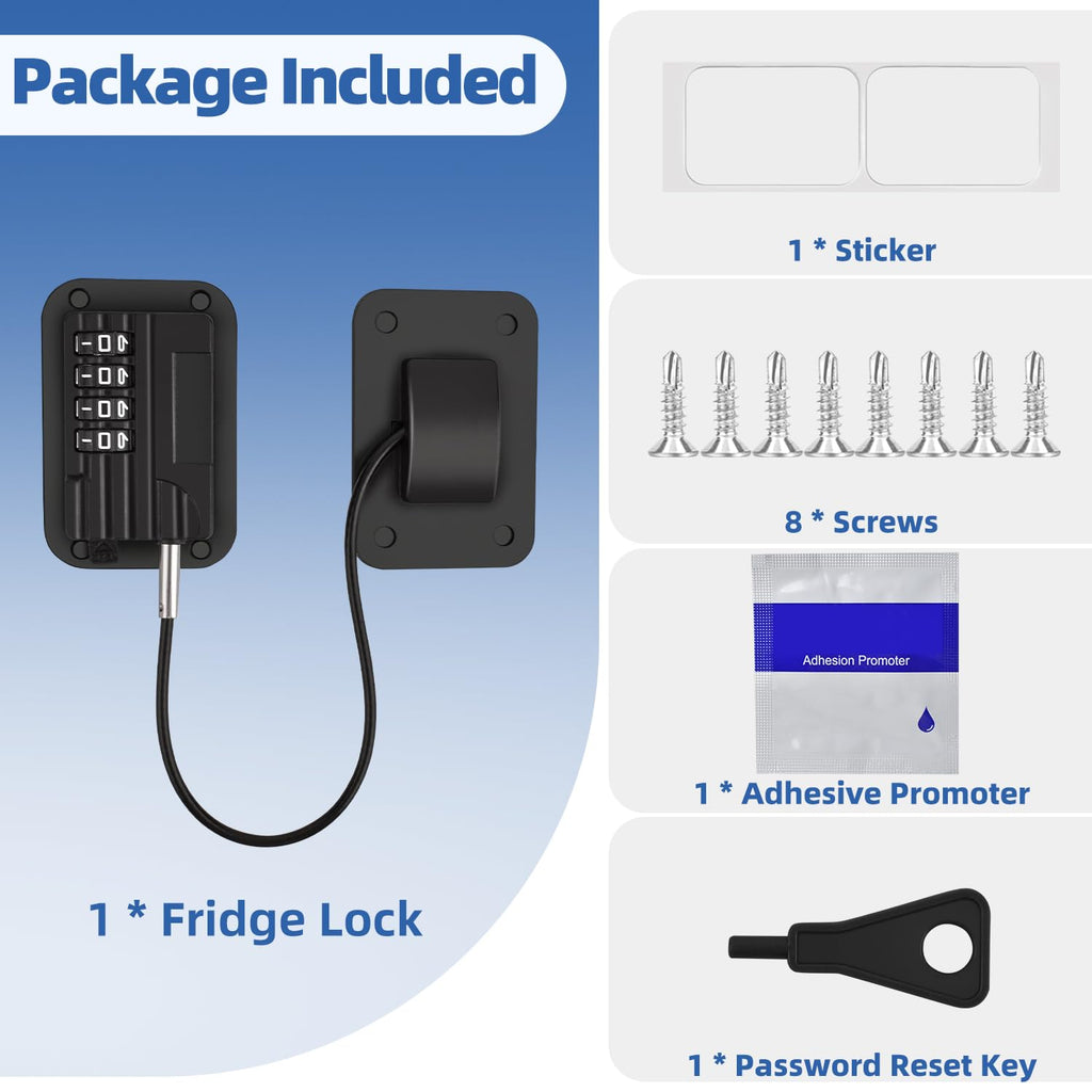 Refrigerator Lock, Heavy Duty Fridge Locks for Kids, Freezer Lock with Combination for Refrigerator Drawer Cabinet