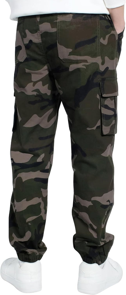 Boys Cargo Pants Cotton Elastic Waist Casual Jogger