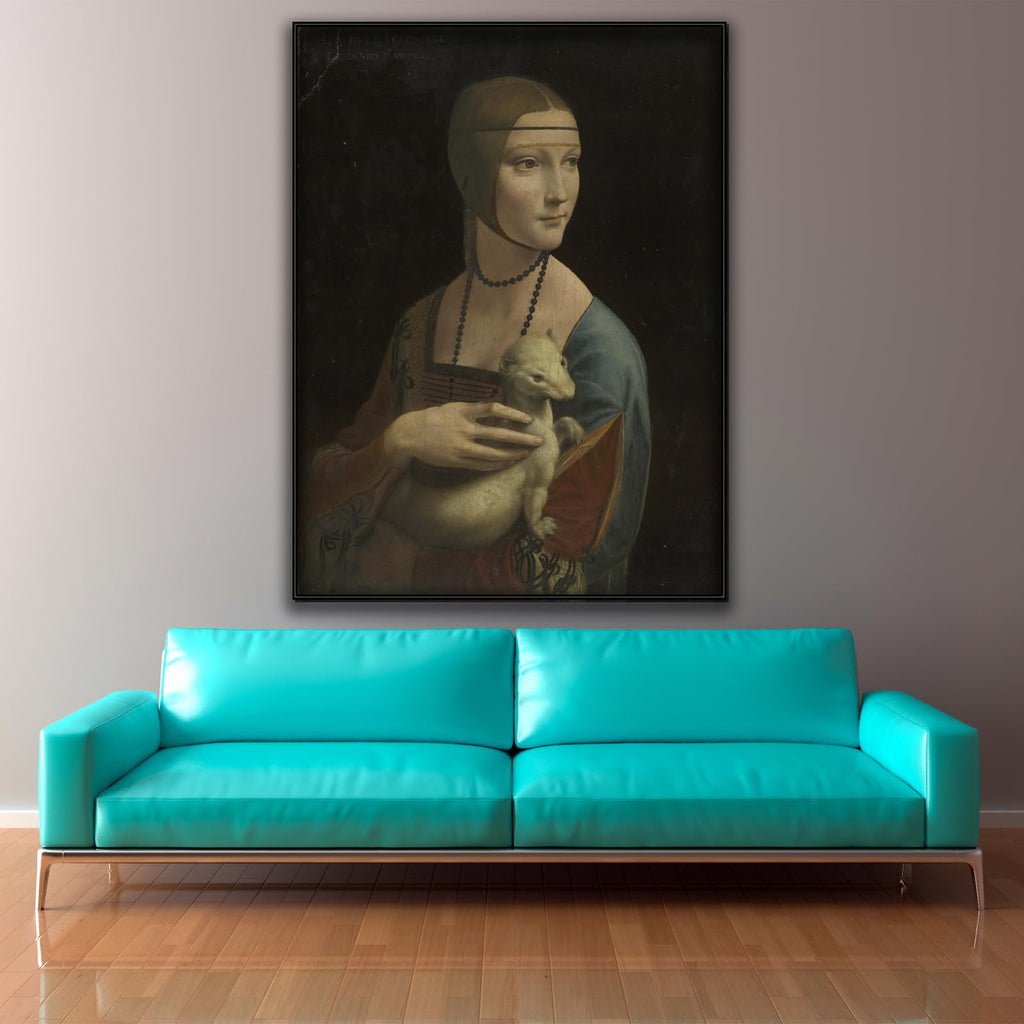 Leonardo Da Vinci Wall Art - Lady with an Ermine Canvas Art Print - Renaissance Poster - Portrait Painting Cool Home