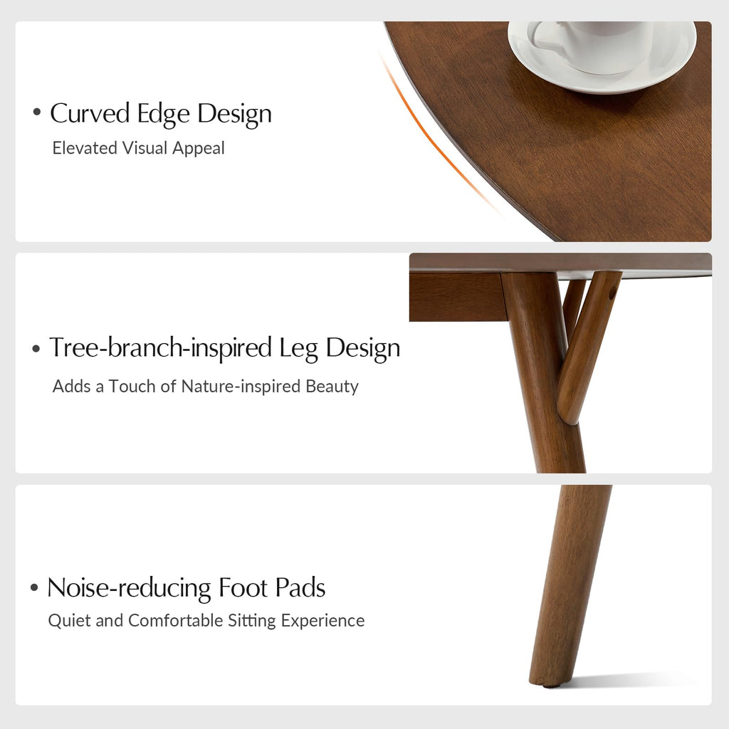 Round Dining Table for 4, 45" Solid Wood Kitchen Table, Small Dinner Coffee Writing Table Dining Room, Save Space