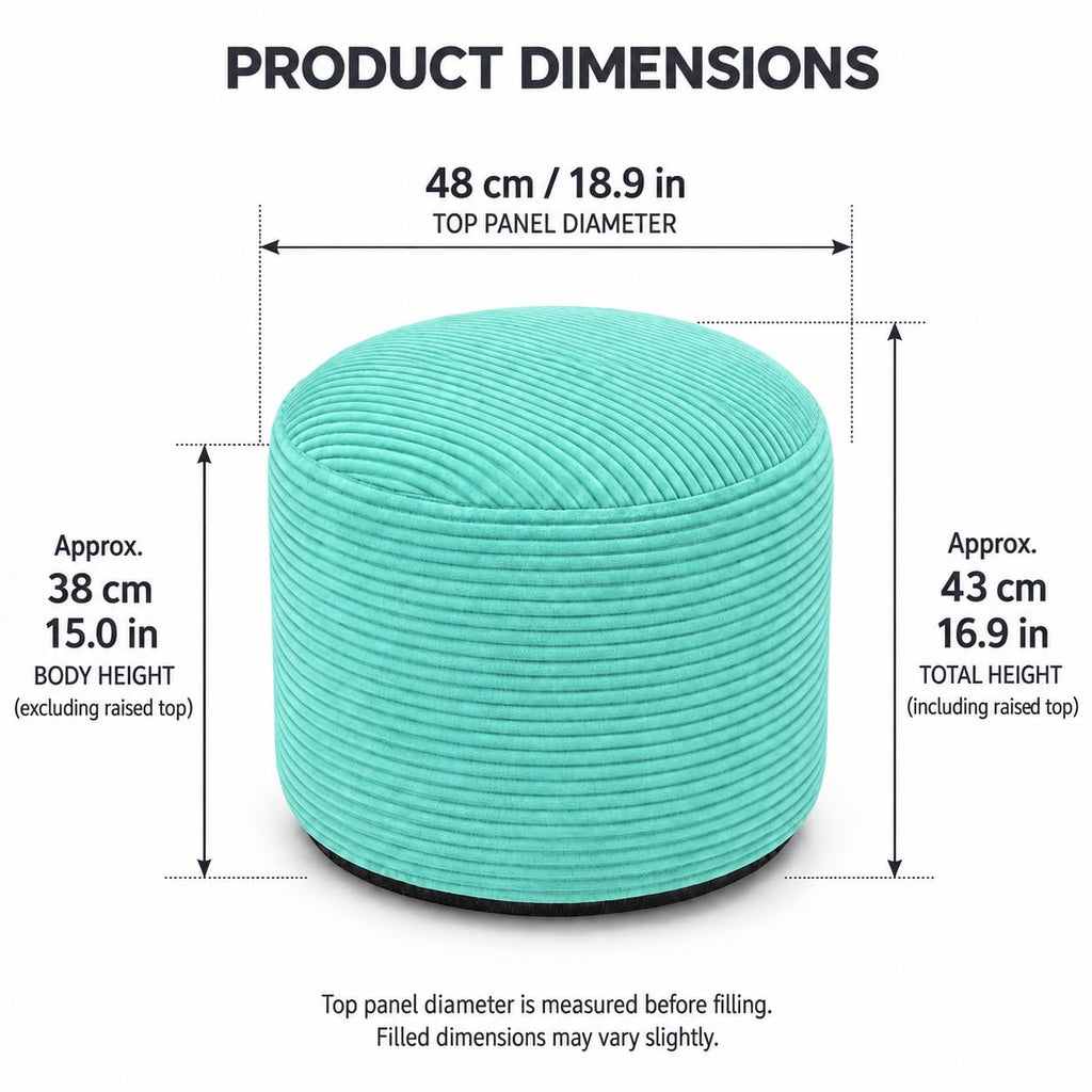 Soft Corduroy Pouf Footrest with Washable Cover, Mint